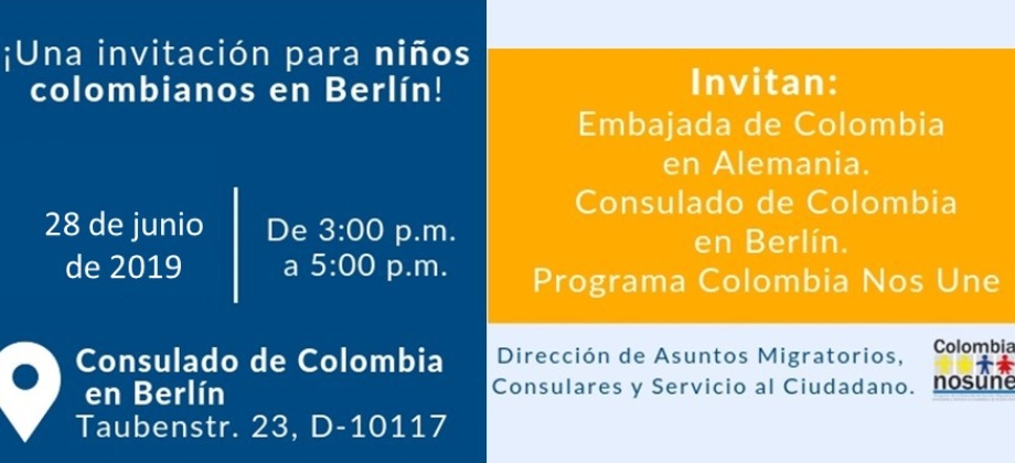 El Consulado de Colombia en Berlín los invita al taller el rincón de la lectura lo que me une a Colombia