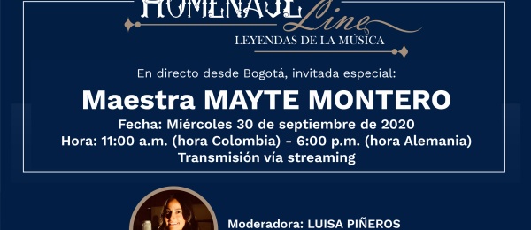 La Cancillería invita a la comunidad colombiana en Berlín a participar en el homenaje a MAYTE MONTERO, el próximo miércoles 30 de septiembre