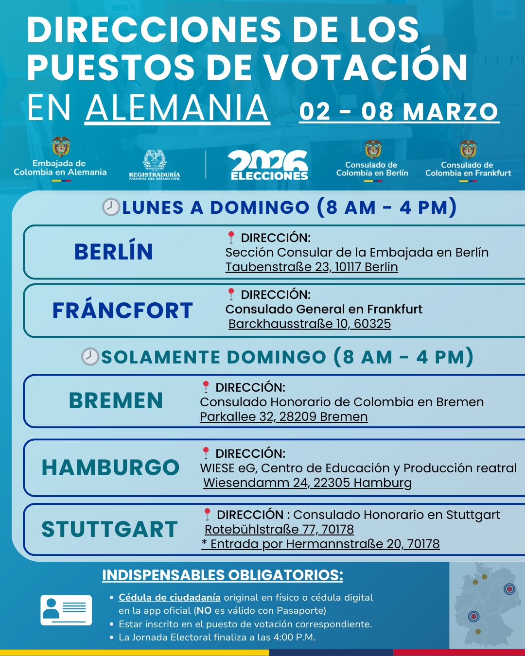 Puestos de votación Alemania 2026