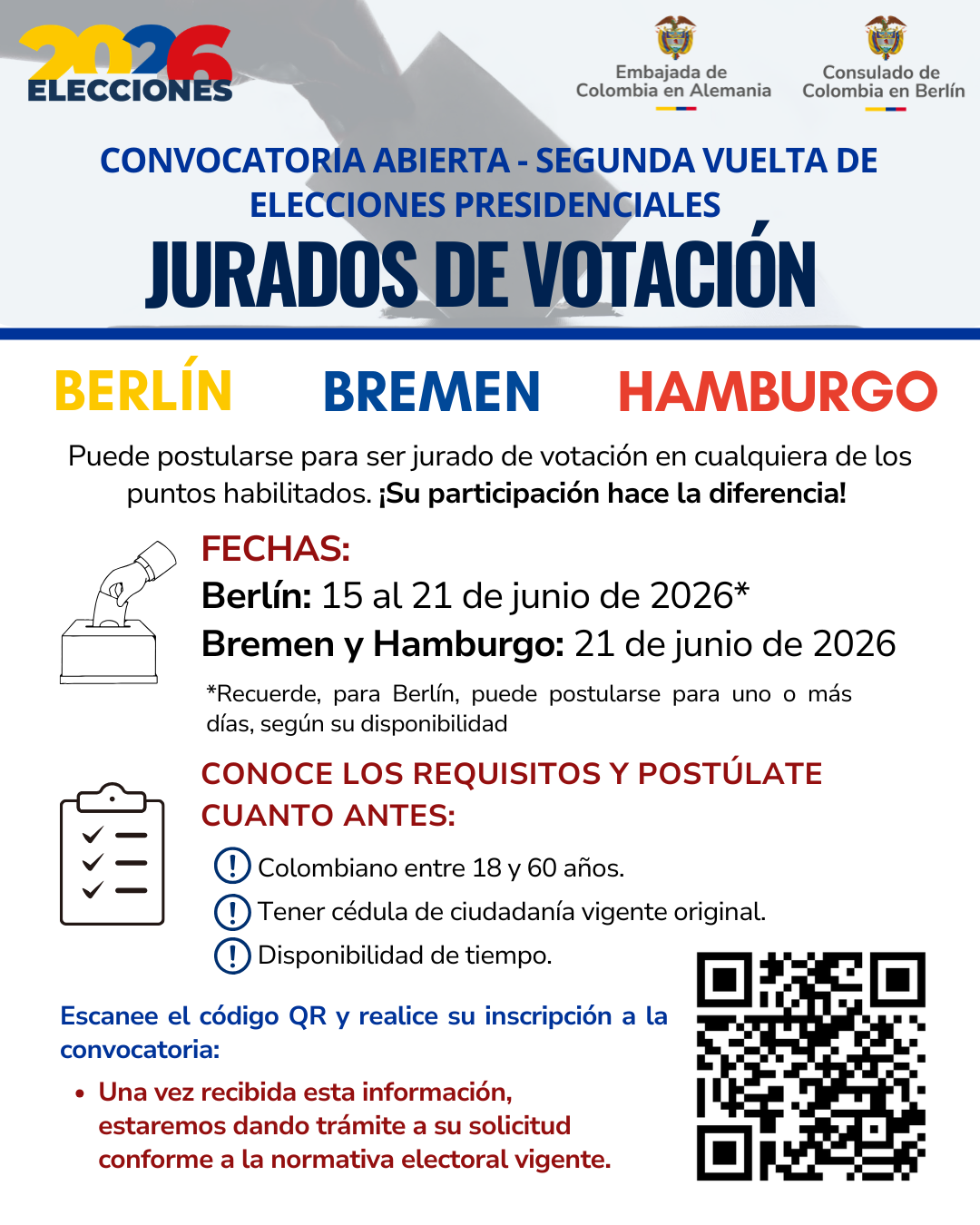 Convocatoria para jurados en segunda vuelta