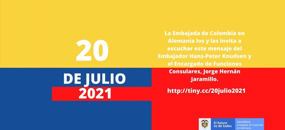 El Embajador de Colombia en Alemania y el Encargado de funciones consulares en Berlín saludan a los connacionales con ocasión de la conmemoración del 20 de julio
