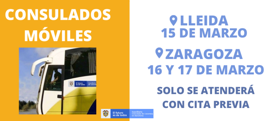 El Consulado Móvil se trasladará a Leída y Zaragoza del 15 al 17 de marzo 