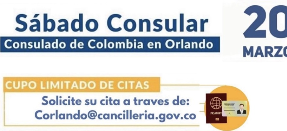 En las instalaciones del Consulado de Colombia en Orlando se realizará el Sábado Consular el 20 de marzo 
