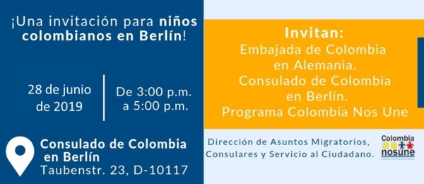 El Consulado de Colombia en Berlín los invita al taller el rincón de la lectura lo que me une a Colombia