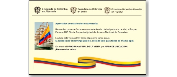 El Buque Escuela Arc Gloria visita Alemania del 21 al 24 de junio de 2024